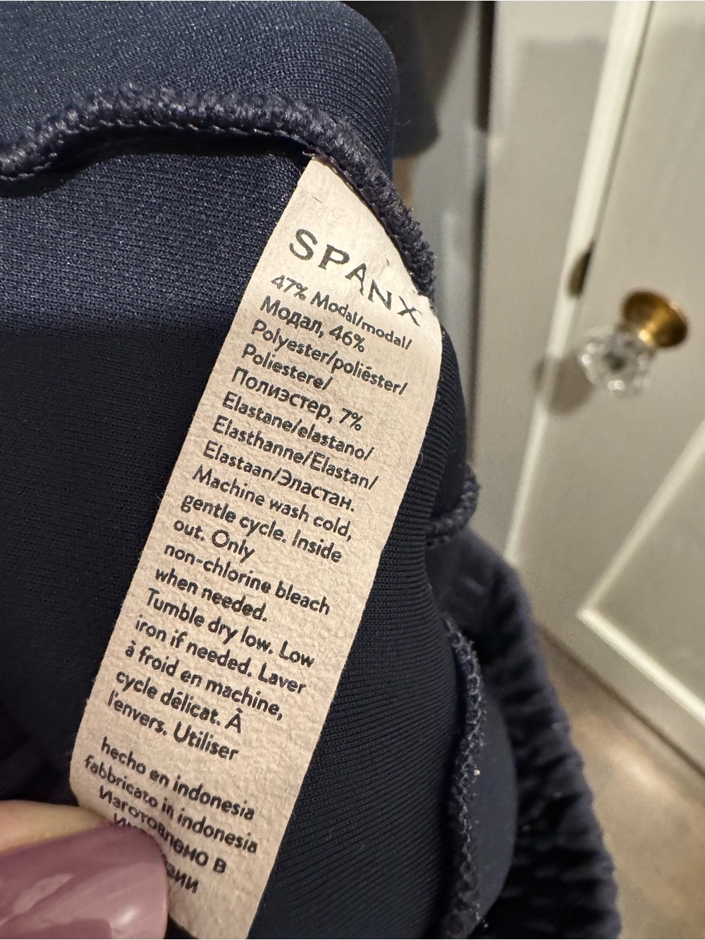 SPANX AirEssentials Wide Leg Pant Medium Tall Navy Blue Comfy Travel Athleisure - Picture 13 of 14